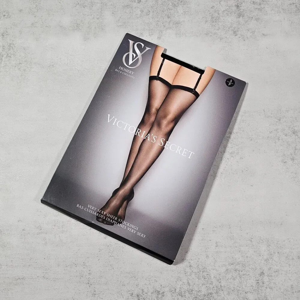 Victoria’s Secret VS Very Sexy Black Sheer Stockings Thin Top Band Size S